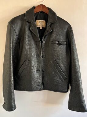 Vintage Black Leather Moto Jacket